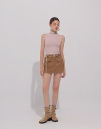 Sleeveless Mock Neck Fitted Knit Top