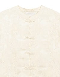Men’s Cheongsam Floral Jacquard Design Short Sleeve Cheongsam Qipao Shirt with Knot Button Detail