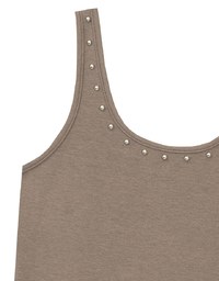 Metal Studded U Neck Ribbed Tank Top