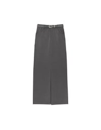 Minimalist High Waisted Front Slit Maxi Skirt (with Belt)