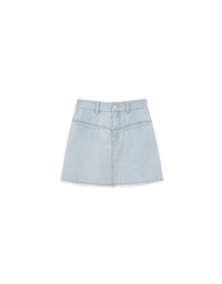 Metal Studded Distressed Hem Jeans Denim Mini Skirt