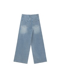 Mid Rise Vintage Washed Wide Leg Jeans Denim Pants