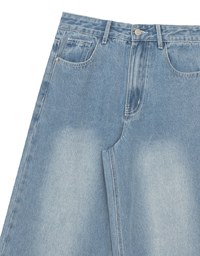 Mid Rise Vintage Washed Wide Leg Jeans Denim Pants
