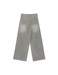 Mid Rise Vintage Washed Wide Leg Jeans Denim Pants