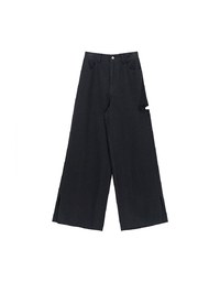 Frayed Hem Wide Leg Jeans Denim Pants with Distressed Detail