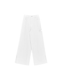 Frayed Hem Wide Leg Jeans Denim Pants with Distressed Detail