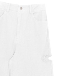 Frayed Hem Wide Leg Jeans Denim Pants with Distressed Detail
