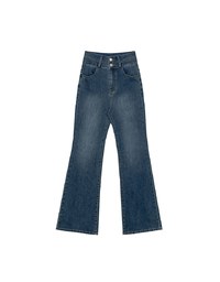 High Waist Double Button Flared Jeans Denim Pants