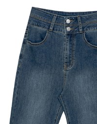 High Waist Double Button Flared Jeans Denim Pants