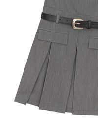 Belted Spaghetti Strap Pocket Pleated Cami Mini Dress
