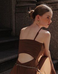 AIRY HOURGLASS Spaghetti Strap Back Cut Out Padded Cami Maxi Dress