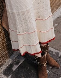 Contrast Trim Argyle Textured Knit Spaghetti Strap Padded Maxi Dress