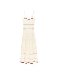 Contrast Trim Argyle Textured Knit Spaghetti Strap Padded Maxi Dress