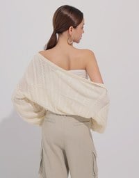 Cable Knit Long Sleeve Cropped Shrug Cardigan