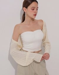 Cable Knit Long Sleeve Cropped Shrug Cardigan
