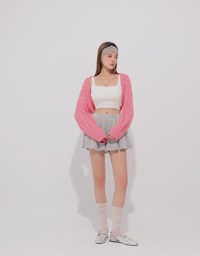 Cable Knit Long Sleeve Cropped Shrug Cardigan