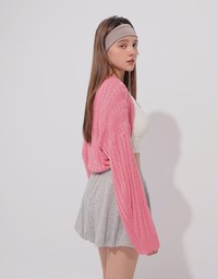 Cable Knit Long Sleeve Cropped Shrug Cardigan