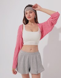 Cable Knit Long Sleeve Cropped Shrug Cardigan