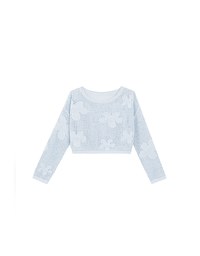 Open Knit Crochet Style Floral Crop Sweater