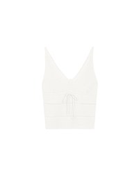 Ribbed Knit Sleeveless Crop Crochet Top with Bow