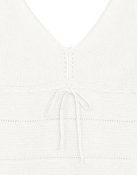 Ribbed Knit Sleeveless Crop Crochet Top with Bow