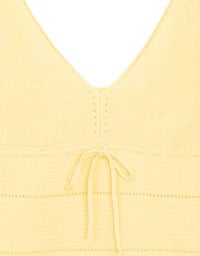 Ribbed Knit Sleeveless Crop Crochet Top with Bow