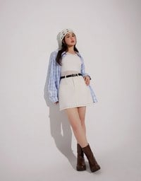Oversized Graffiti Heart Plaid Long Sleeve Shirt Blouse