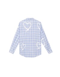 Oversized Graffiti Heart Plaid Long Sleeve Shirt Blouse