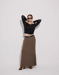 Sheer Knit Crop Long Sleeve Top