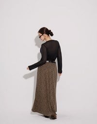 Sheer Knit Crop Long Sleeve Top
