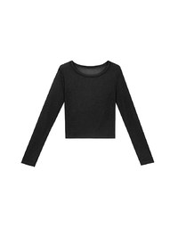 Sheer Knit Crop Long Sleeve Top