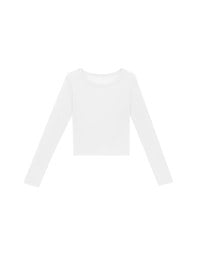 Sheer Knit Crop Long Sleeve Top