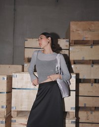 Sheer Knit Crop Long Sleeve Top