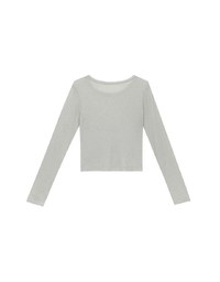 Sheer Knit Crop Long Sleeve Top