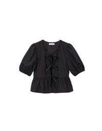Puff Sleeve Bow Tie Peplum Hem Crop Top