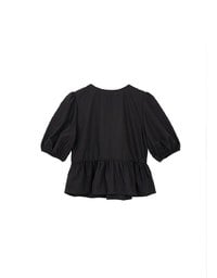 Puff Sleeve Bow Tie Peplum Hem Crop Top