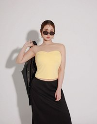 Strapless Sweetheart Neckline Ruched Fitted Tube Bra Top