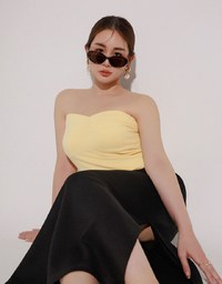 Strapless Sweetheart Neckline Ruched Fitted Tube Bra Top