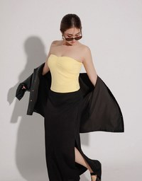 Strapless Sweetheart Neckline Ruched Fitted Tube Bra Top