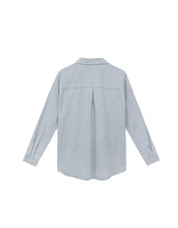 【DINOTAENG】Oversized Denim Shirt with Iron-On Embroidery Patches