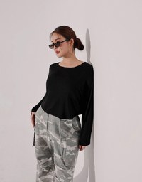 Basic Crew Neck Knit Fitted Long Sleeve Crop Top