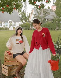 【DINOTAENG】Fluffy Embroidery Graphic Sweatshirt