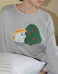 【DINOTAENG】Fluffy Embroidery Graphic Sweatshirt