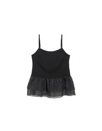 Layered Sheer Ruffle Hem Spaghetti Strap Cami Top