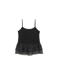 Layered Sheer Ruffle Hem Spaghetti Strap Cami Top