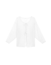 Sheer Lightweight 2 Way Blouse Top with Bow Tie Closure