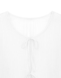 Sheer Lightweight 2 Way Blouse Top with Bow Tie Closure