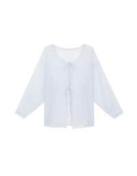 Sheer Lightweight 2 Way Blouse Top with Bow Tie Closure