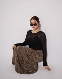 Leopard Print Flared Hem Maxi Skirt