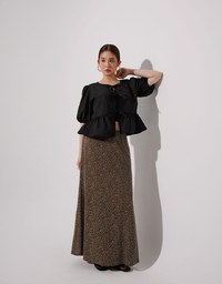 Leopard Print Flared Hem Maxi Skirt